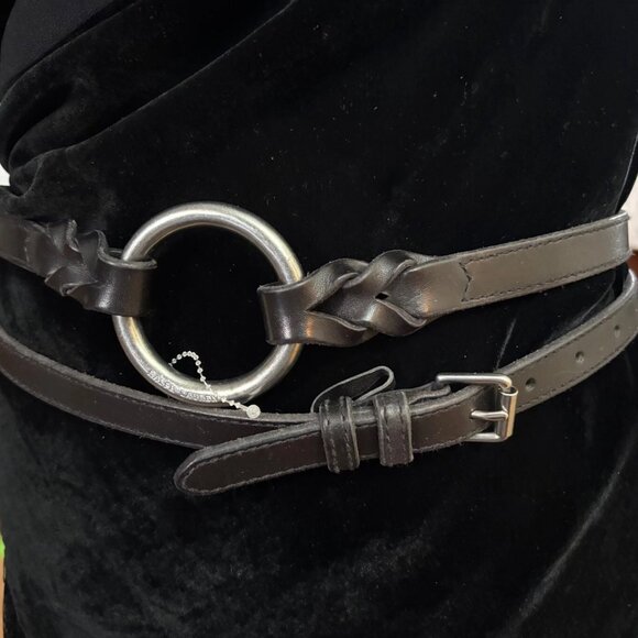POLO RALPH LAUREN BRAIDED O-RING BUCKLE LEATHER DOUBLE WRAP ART DECO BELT - Picture 2 of 5